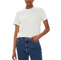 CALVIN KLEIN JEANS SATIN APPLIQUE REGULAR T-SHIRT ΜΠΛΟΥΖΑ ΓΥΝΑΙΚΕΙΑ IVORY