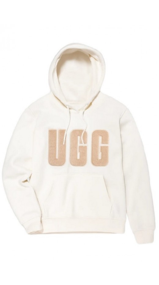 UGG REY UGGFLUFF LOGO HOODIE ΜΠΛΟΥΖΑ ΦΟΥΤΕΡ ΓΥΝΑΙΚΕΙΑ WHITE