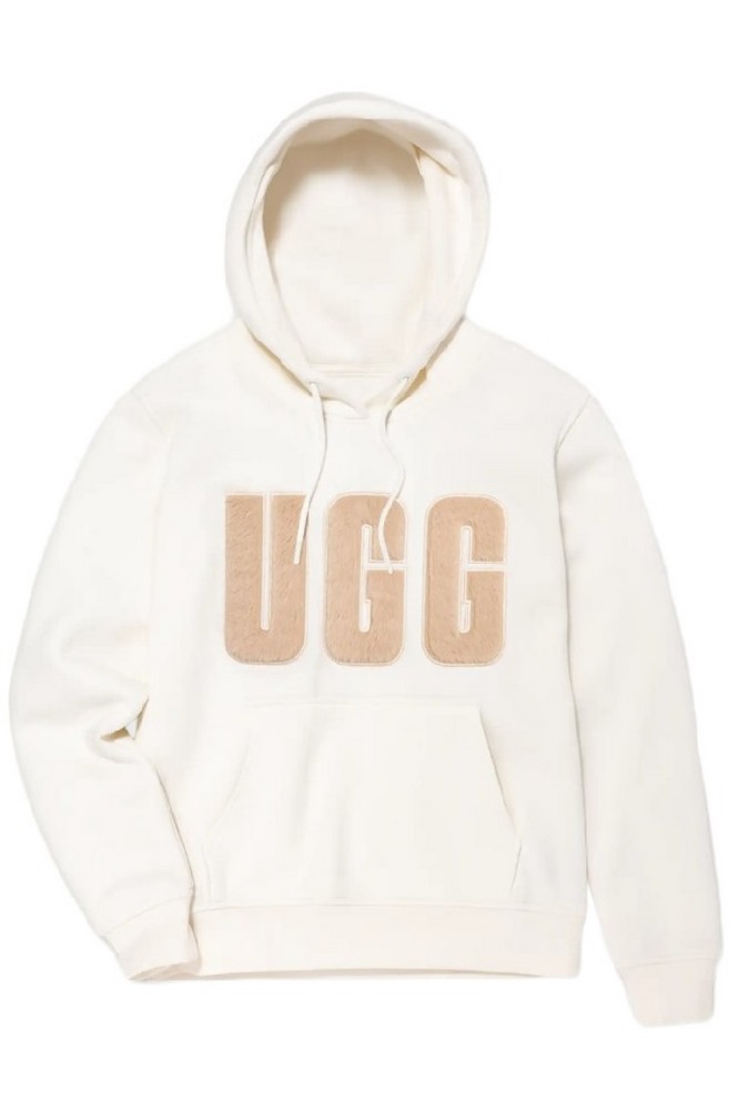 UGG REY UGGFLUFF LOGO HOODIE ΜΠΛΟΥΖΑ ΦΟΥΤΕΡ ΓΥΝΑΙΚΕΙΑ WHITE