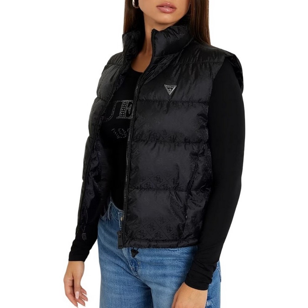 GUESS NEW 4G LOGO PADDED VEST ΓΙΛΕΚΟ ΜΠΟΥΦΑΝ ΓΥΝΑΙΚΕΙΟ BLACK