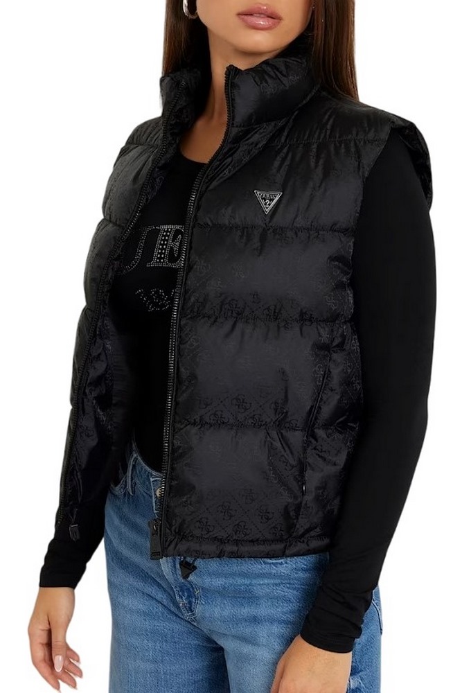 GUESS NEW 4G LOGO PADDED VEST ΓΙΛΕΚΟ ΜΠΟΥΦΑΝ ΓΥΝΑΙΚΕΙΟ BLACK