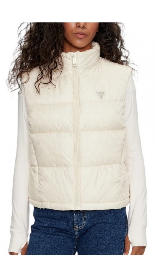 GUESS NEW 4G LOGO PADDED VEST ΓΙΛΕΚΟ ΜΠΟΥΦΑΝ ΓΥΝΑΙΚΕΙΟ IVORY