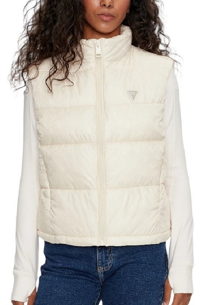 GUESS NEW 4G LOGO PADDED VEST ΓΙΛΕΚΟ ΜΠΟΥΦΑΝ ΓΥΝΑΙΚΕΙΟ IVORY