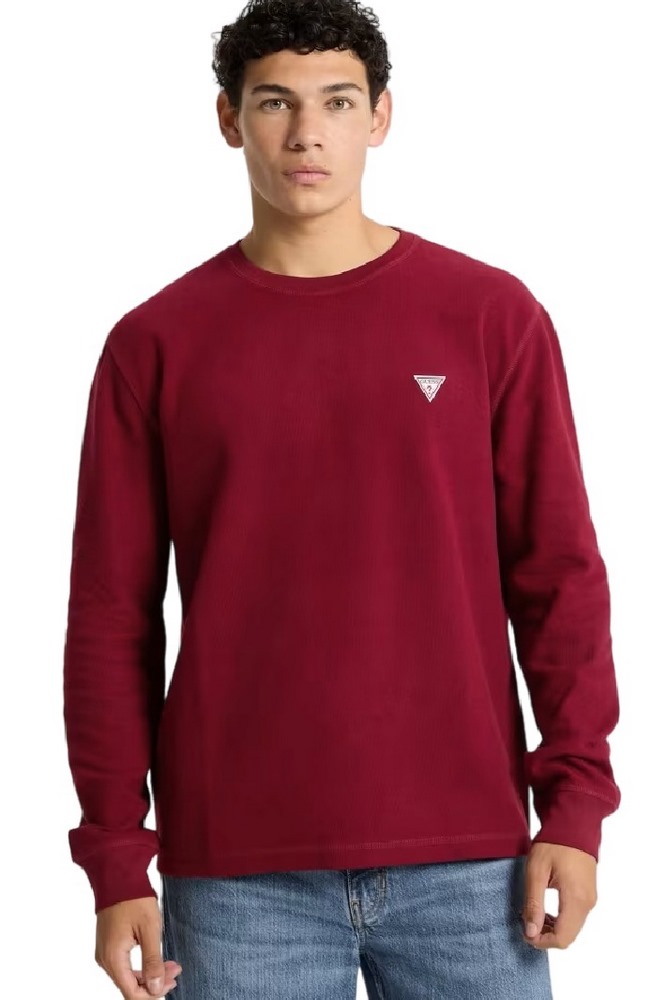 GUESS JEANS CN REG MINI TRIANGLE TEE ΜΠΛΟΥΖΑ ΠΛΕΚΤΗ ΑΝΔΡΙΚΗ BORDEAUX