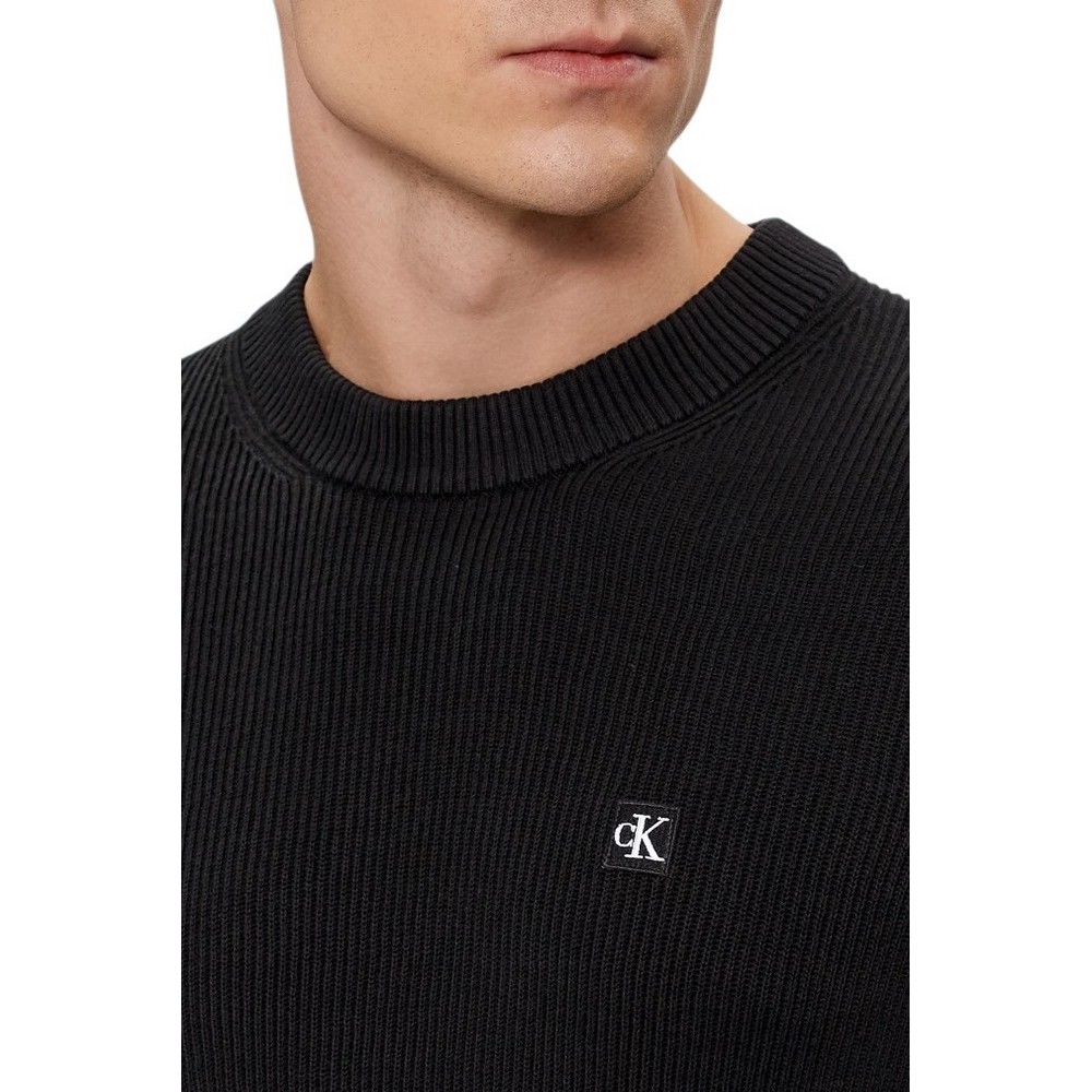 CALVIN KLEIN JEANS EMBRO BADGE SWEATER ΜΠΛΟΥΖΑ ΠΛΕΚΤΗ ΑΝΔΡΙΚΗ BLACK