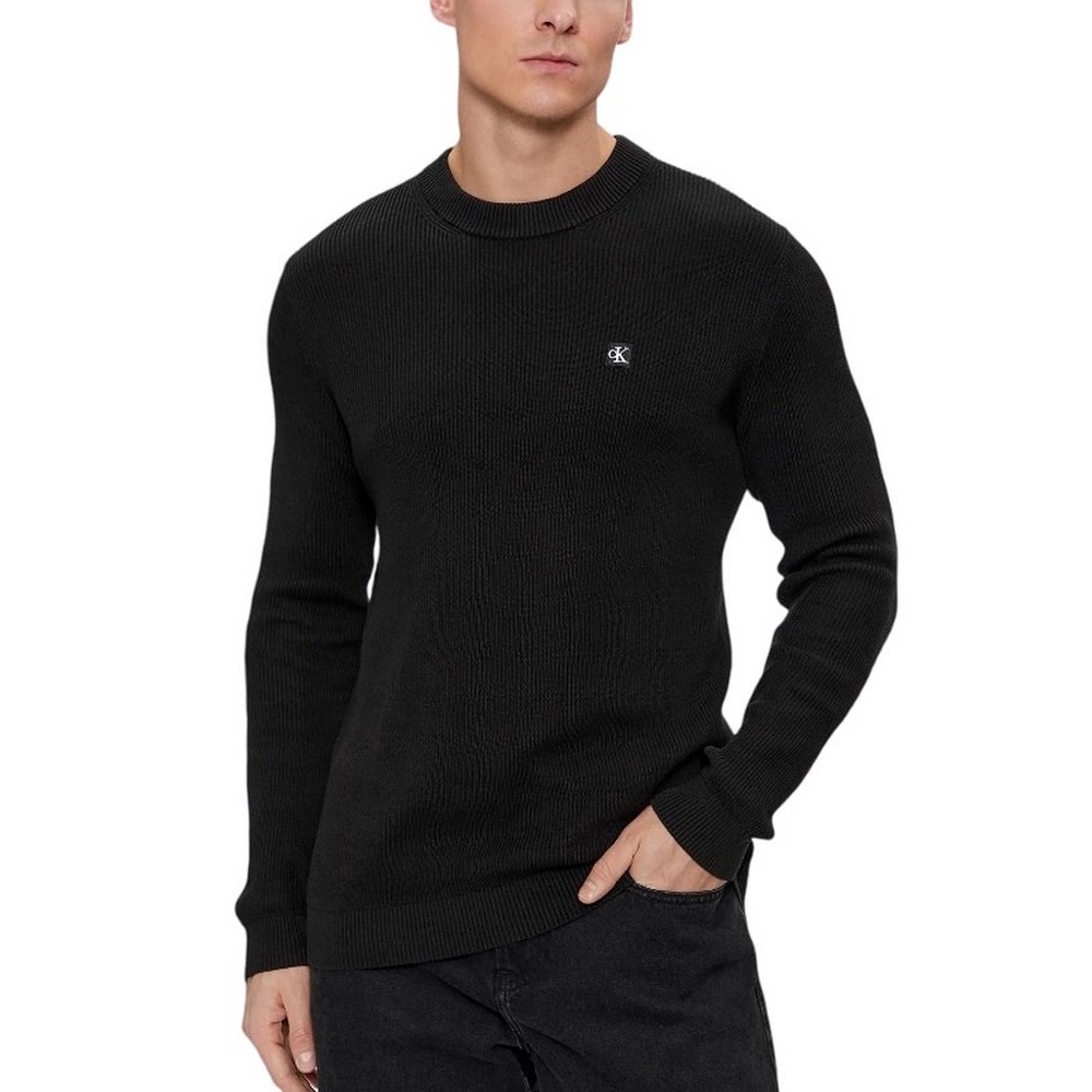 CALVIN KLEIN JEANS EMBRO BADGE SWEATER ΜΠΛΟΥΖΑ ΠΛΕΚΤΗ ΑΝΔΡΙΚΗ BLACK