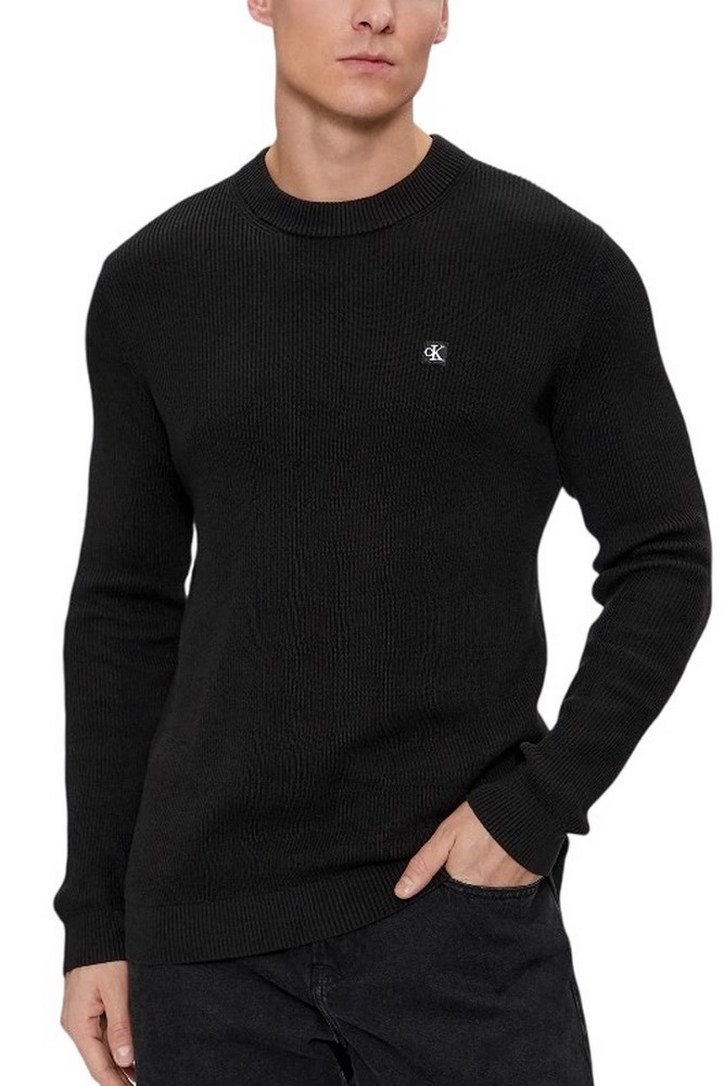 CALVIN KLEIN JEANS EMBRO BADGE SWEATER ΜΠΛΟΥΖΑ ΠΛΕΚΤΗ ΑΝΔΡΙΚΗ BLACK