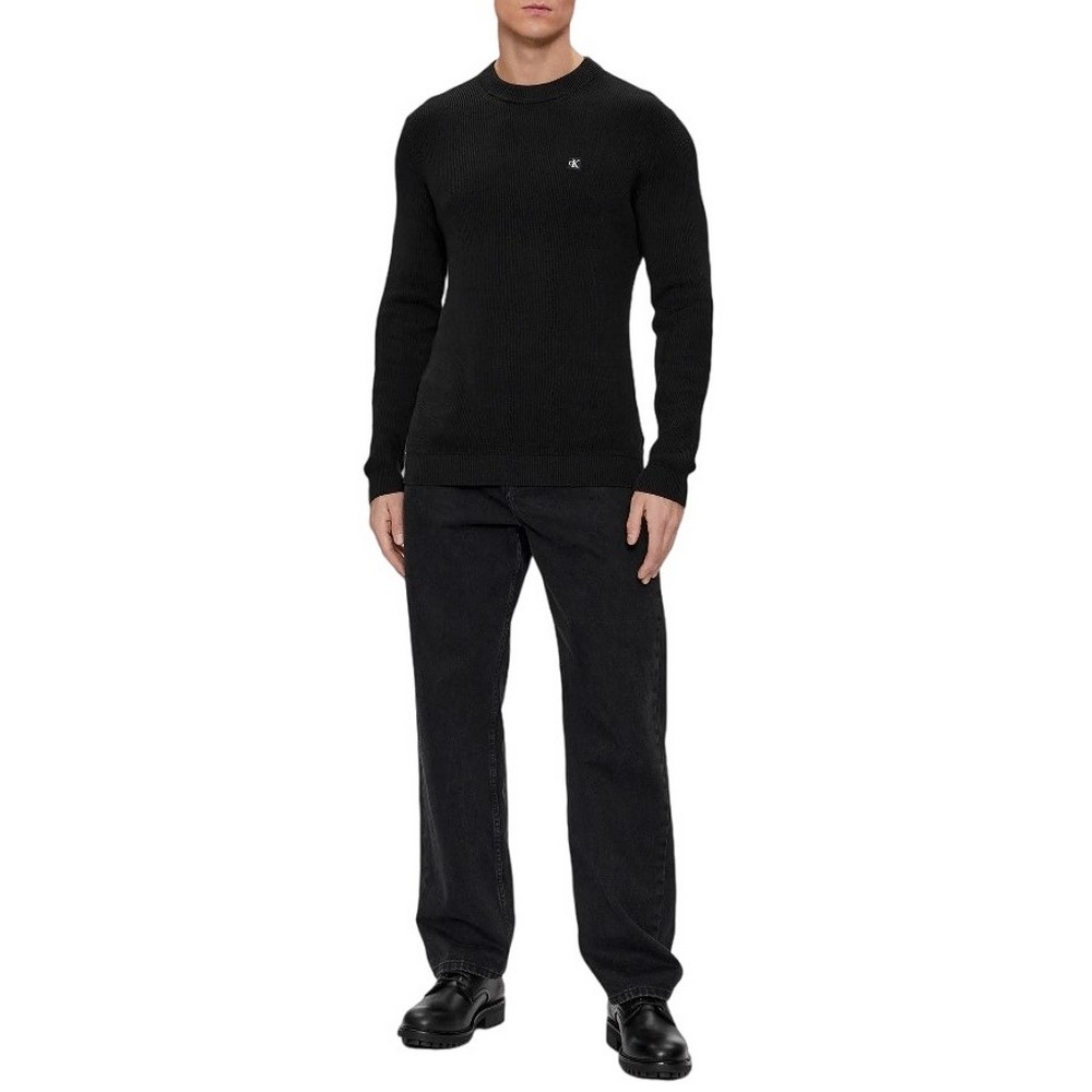 CALVIN KLEIN JEANS EMBRO BADGE SWEATER ΜΠΛΟΥΖΑ ΠΛΕΚΤΗ ΑΝΔΡΙΚΗ BLACK