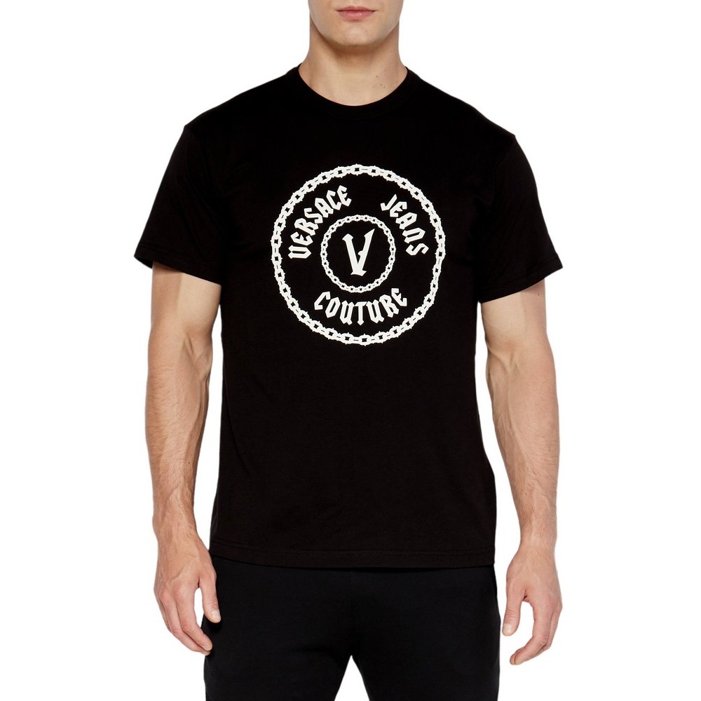 VERSACE JEANS COUTURE CHAIN VEMBL RUBB 77GAHT03CJ00T T-SHIRT ΜΠΛΟΥΖΑ ΑΝΔΡΙΚΗ BLACK