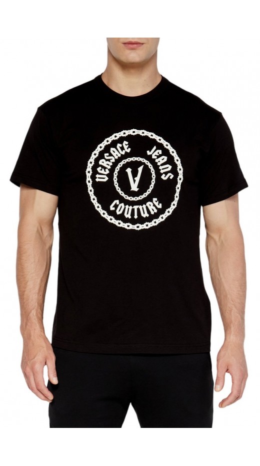 VERSACE JEANS COUTURE CHAIN VEMBL RUBB 77GAHT03CJ00T T-SHIRT ΜΠΛΟΥΖΑ ΑΝΔΡΙΚΗ BLACK