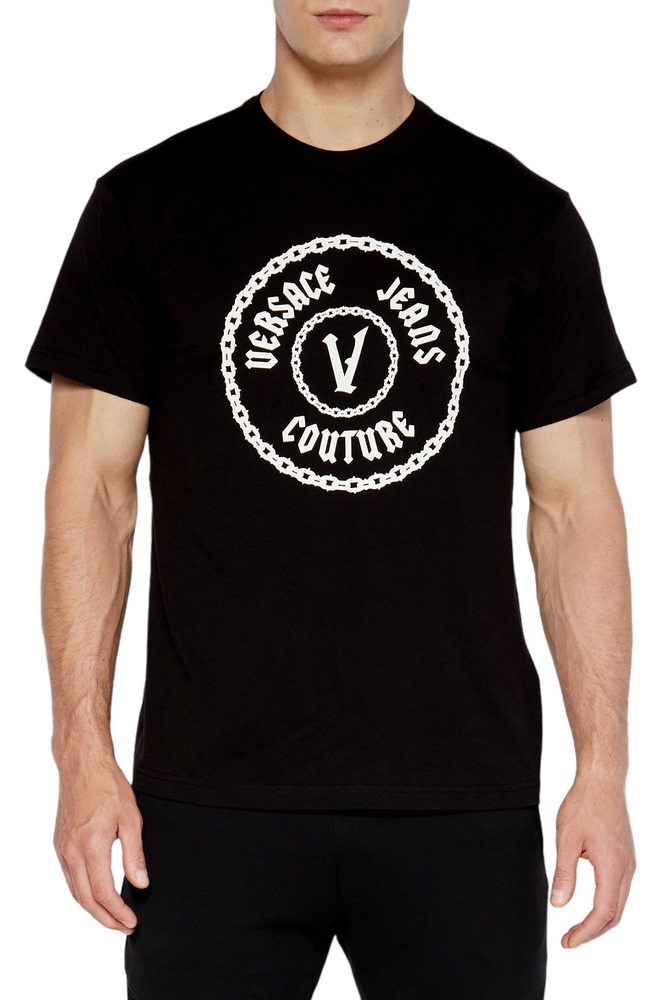 VERSACE JEANS COUTURE CHAIN VEMBL RUBB 77GAHT03CJ00T T-SHIRT ΜΠΛΟΥΖΑ ΑΝΔΡΙΚΗ BLACK