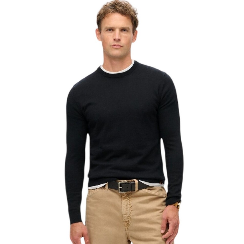 SUPERDRY D2 OVIN ESSENTIAL JUMPER ΜΠΛΟΥΖΑ ΠΛΕΚΤΗ ΑΝΔΡΙΚΗ BLACK