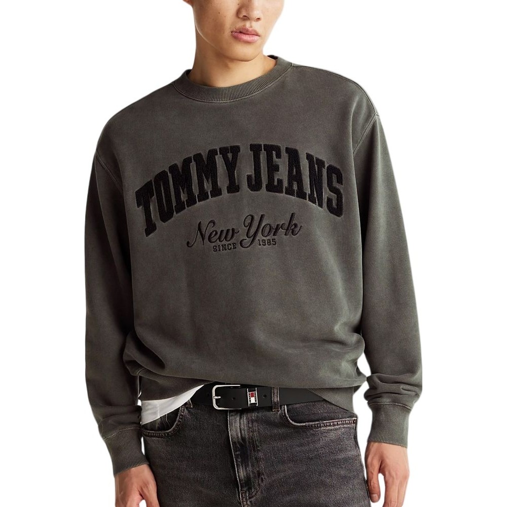 TOMMY JEANS RLX VINTAGE VARSITY CREW ΜΠΛΟΥΖΑ ΦΟΥΤΕΡ ΑΝΔΡΙΚΗ BLACK