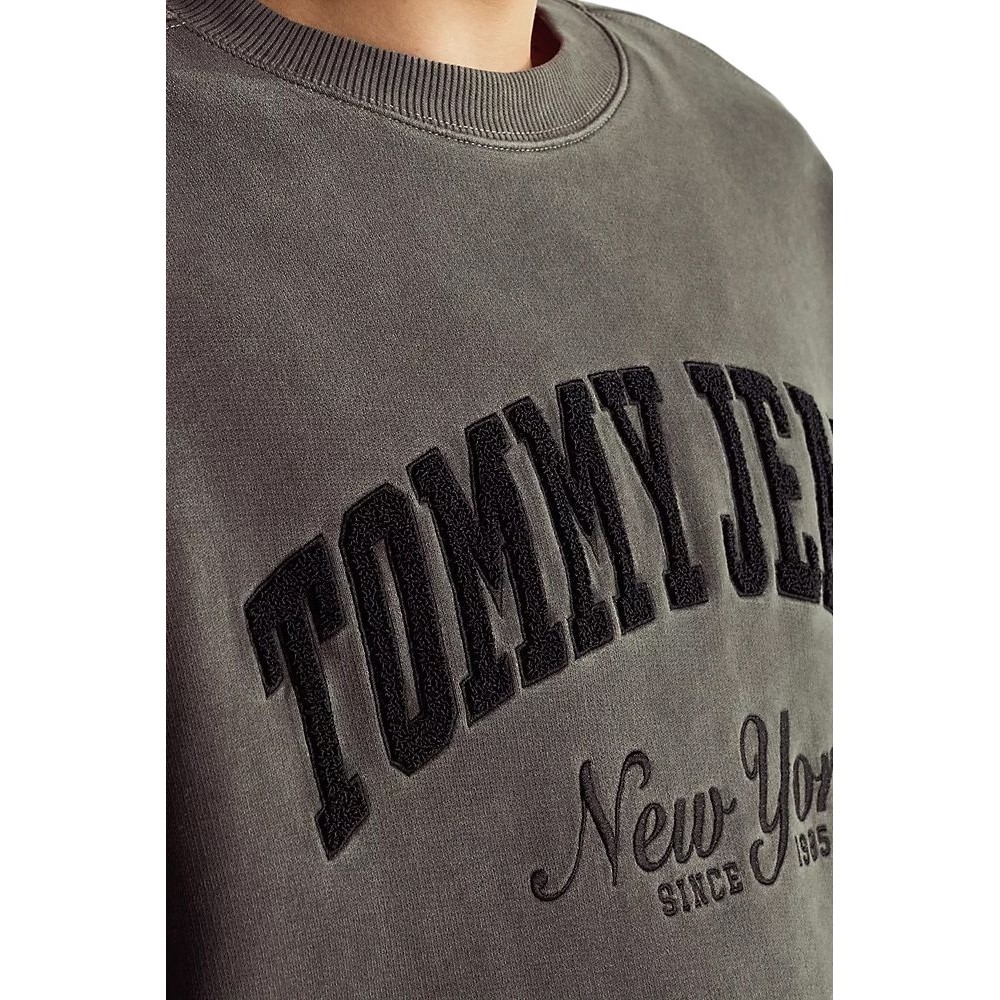 TOMMY JEANS RLX VINTAGE VARSITY CREW ΜΠΛΟΥΖΑ ΦΟΥΤΕΡ ΑΝΔΡΙΚΗ BLACK