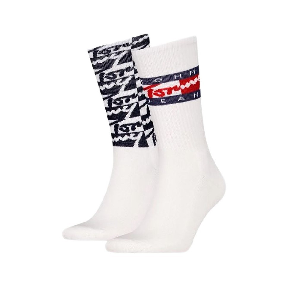 TOMMY JEANS UNI SOCK 2P TOMMY FLAG ΚΑΛΤΣΕΣ ΑΝΔΡΙΚΕΣ WHITE