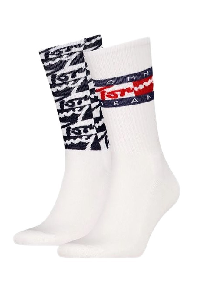 TOMMY JEANS UNI SOCK 2P TOMMY FLAG ΚΑΛΤΣΕΣ ΑΝΔΡΙΚΕΣ WHITE