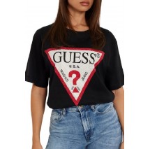 GUESS CN SHINY TRIANGLE TEE T-SHIRT ΜΠΛΟΥΖΑ ΓΥΝΑΙΚΕΙΑ BLACK