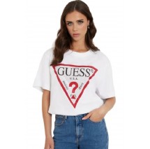 GUESS CN SHINY TRIANGLE TEE T-SHIRT ΜΠΛΟΥΖΑ ΓΥΝΑΙΚΕΙΑ WHITE