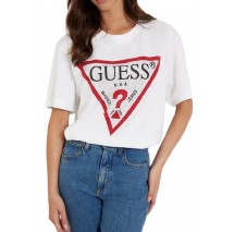 GUESS CN SHINY TRIANGLE TEE T-SHIRT ΜΠΛΟΥΖΑ ΓΥΝΑΙΚΕΙΑ WHITE