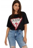 GUESS CN SHINY TRIANGLE TEE T-SHIRT ΜΠΛΟΥΖΑ ΓΥΝΑΙΚΕΙΑ BLACK