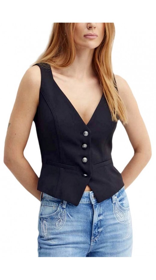 GUESS FATIMA VEST ΓΙΛΕΚΟ ΓΥΝΑΙΚΕΙΟ BLACK