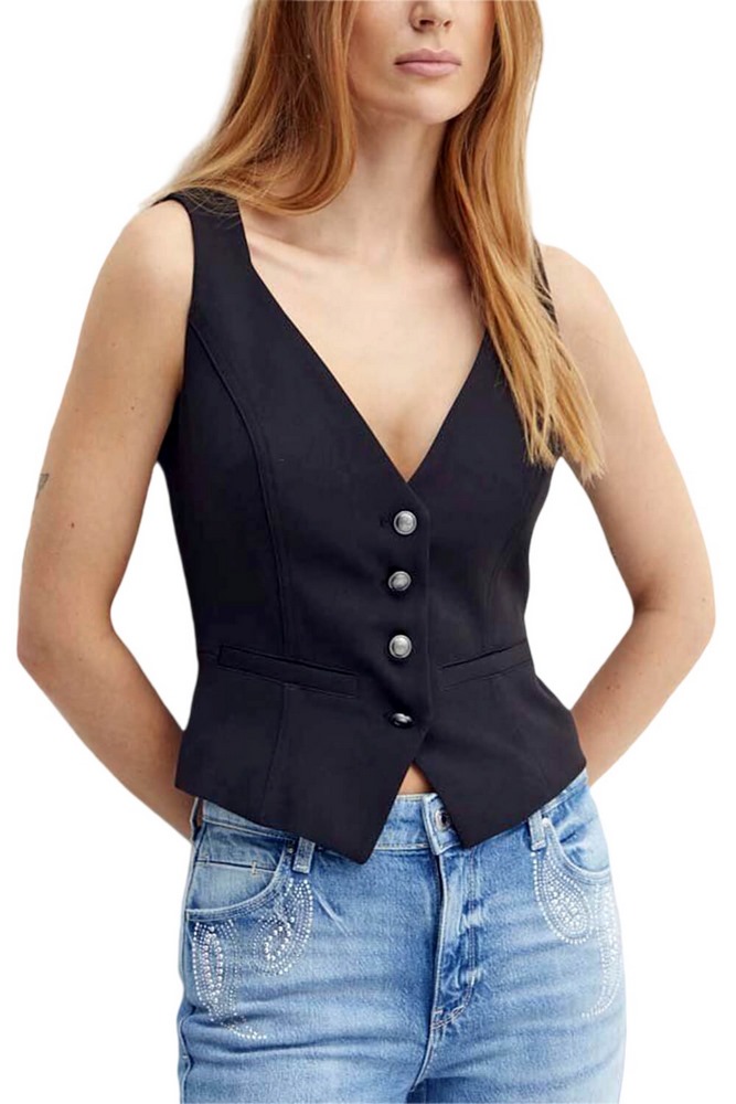 GUESS FATIMA VEST ΓΙΛΕΚΟ ΓΥΝΑΙΚΕΙΟ BLACK