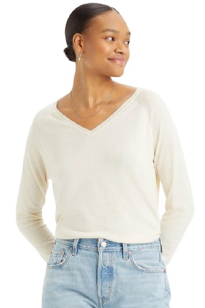 LEVIS PETAL VNECK SWEATER A85020000 ΜΠΛΟΥΖΑ ΓΥΝΑΙΚΕΙΑ OFF WHITE