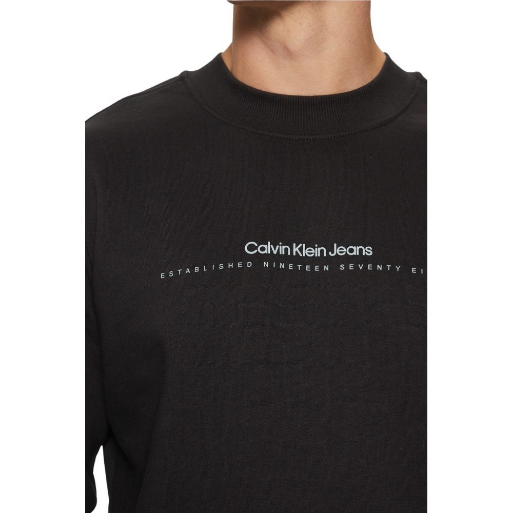 CALVIN KLEIN MINIMAL LOGO CREW NECK ΦΟΥΤΕΡ ΜΠΛΟΥΖΑ ΑΝΔΡΙΚΗ BLACK