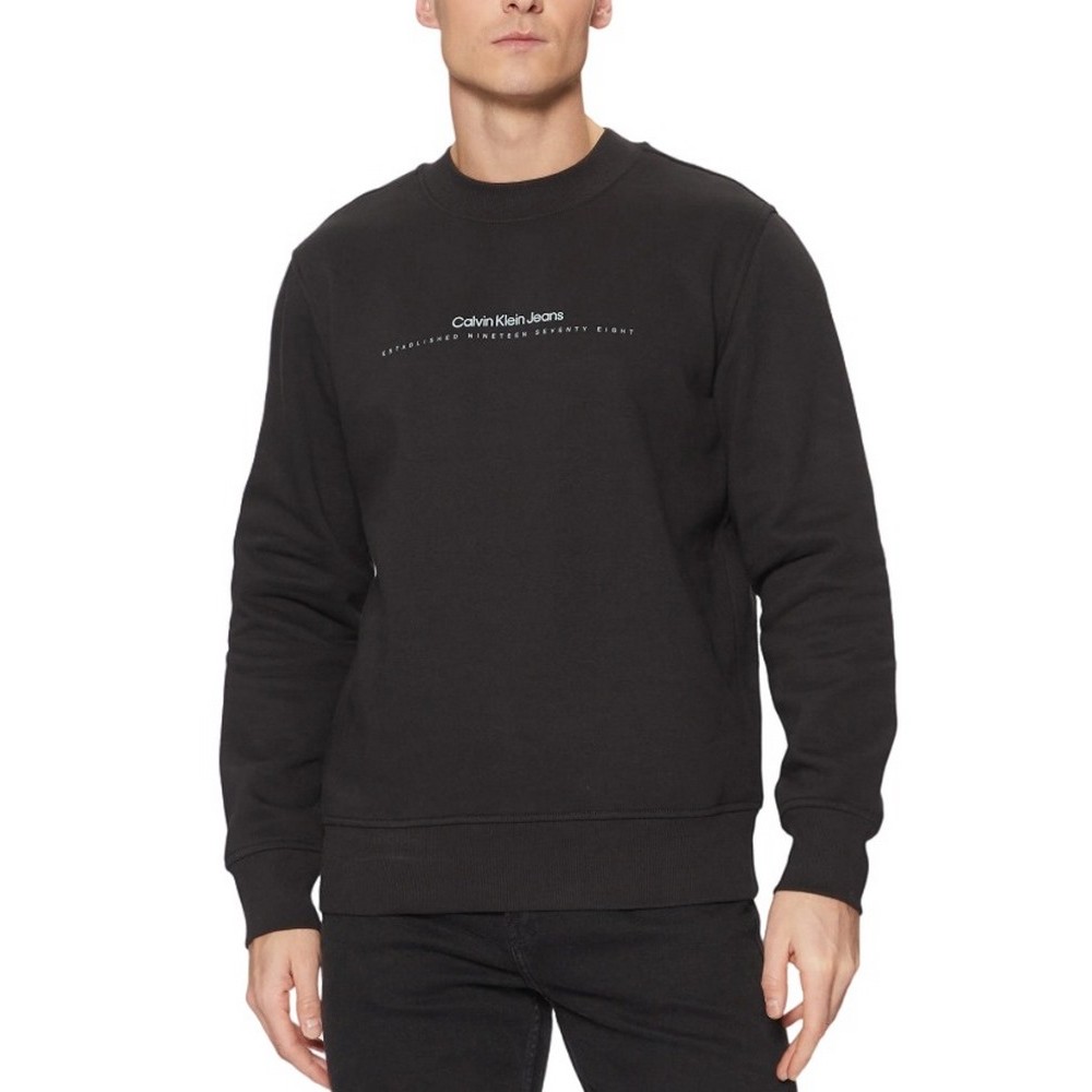 CALVIN KLEIN MINIMAL LOGO CREW NECK ΦΟΥΤΕΡ ΜΠΛΟΥΖΑ ΑΝΔΡΙΚΗ BLACK