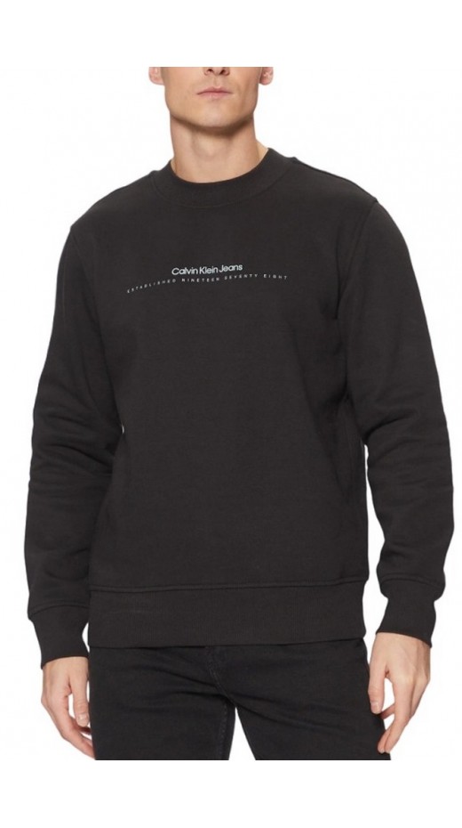 CALVIN KLEIN MINIMAL LOGO CREW NECK ΦΟΥΤΕΡ ΜΠΛΟΥΖΑ ΑΝΔΡΙΚΗ BLACK