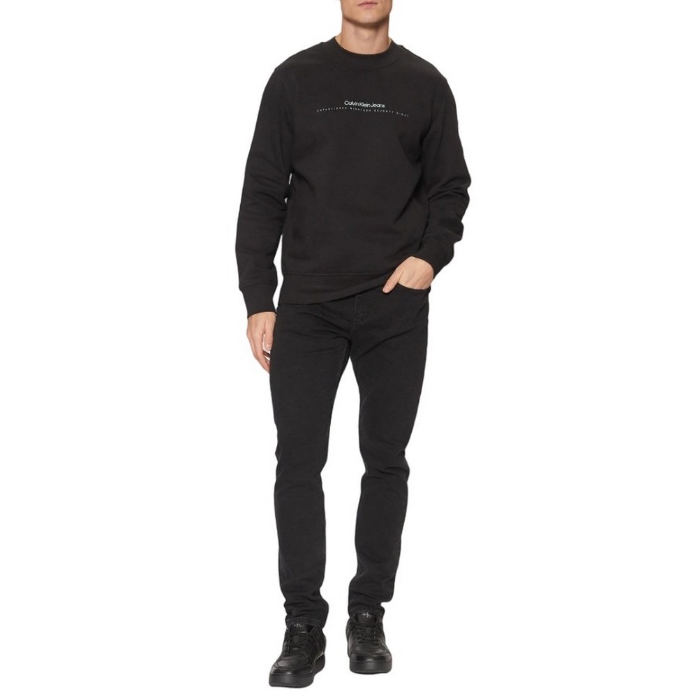 CALVIN KLEIN MINIMAL LOGO CREW NECK ΦΟΥΤΕΡ ΜΠΛΟΥΖΑ ΑΝΔΡΙΚΗ BLACK