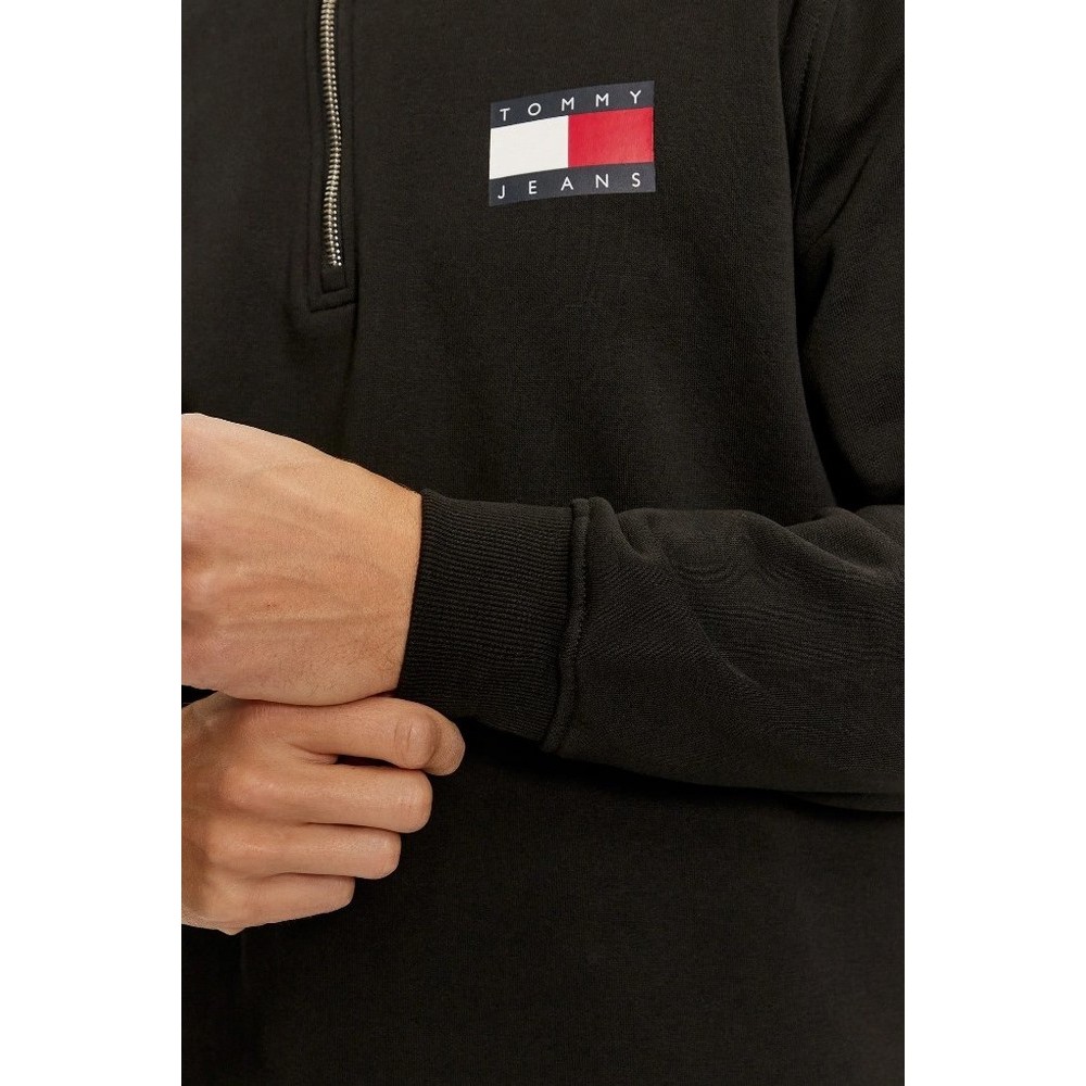 TOMMY JEANS REG ENTRY HALF ZIP ΜΠΛΟΥΖΑ ΦΟΥΤΕΡ ΑΝΔΡΙΚΗ BLACK