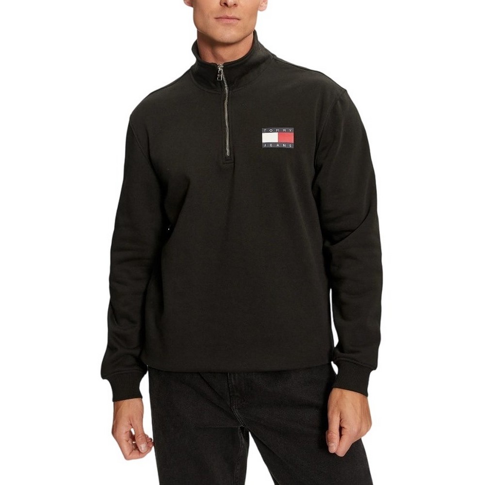 TOMMY JEANS REG ENTRY HALF ZIP ΜΠΛΟΥΖΑ ΦΟΥΤΕΡ ΑΝΔΡΙΚΗ BLACK