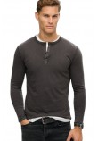 SUPERDRY D2 MRCH SLUB LS JERSEY GRANDAD TOP ΜΠΛΟΥΖΑ ΑΝΔΡΙΚΗ WASHED BLACK