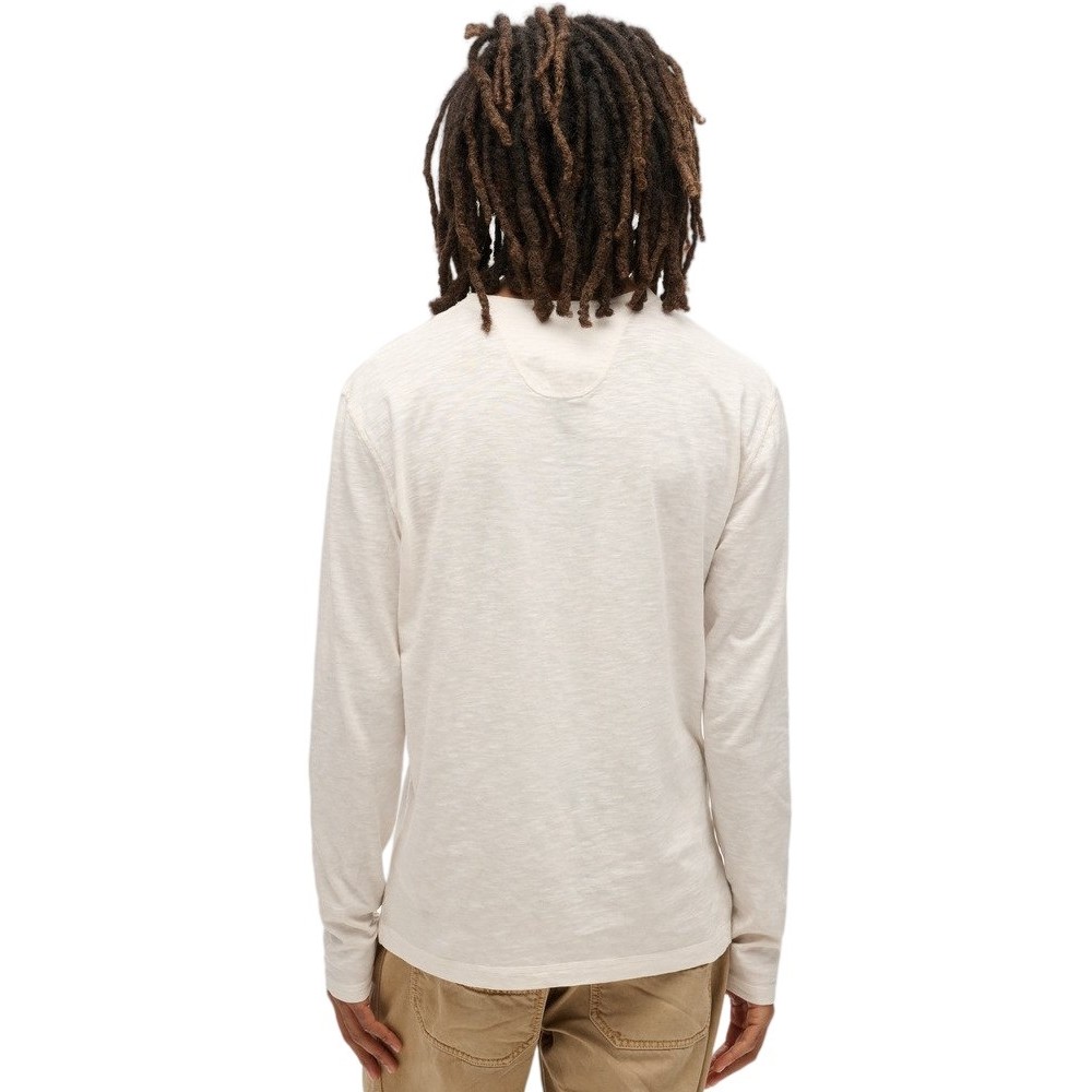 SUPERDRY D2 MRCH SLUB LS JERSEY GRANDAD TOP ΜΠΛΟΥΖΑ ΑΝΔΡΙΚΗ OFF WHITE