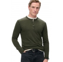 SUPERDRY D2 MRCH SLUB LS JERSEY GRANDAD TOP ΜΠΛΟΥΖΑ ΑΝΔΡΙΚΗ OLIVE