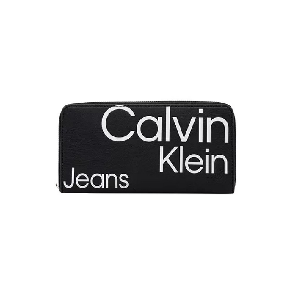 CALVIN KLEIN JEANS SLEEK ZIP AROUND AOP ΑΞΕΣΟΥΑΡ ΠΟΡΤΟΦΟΛΙ BLACK