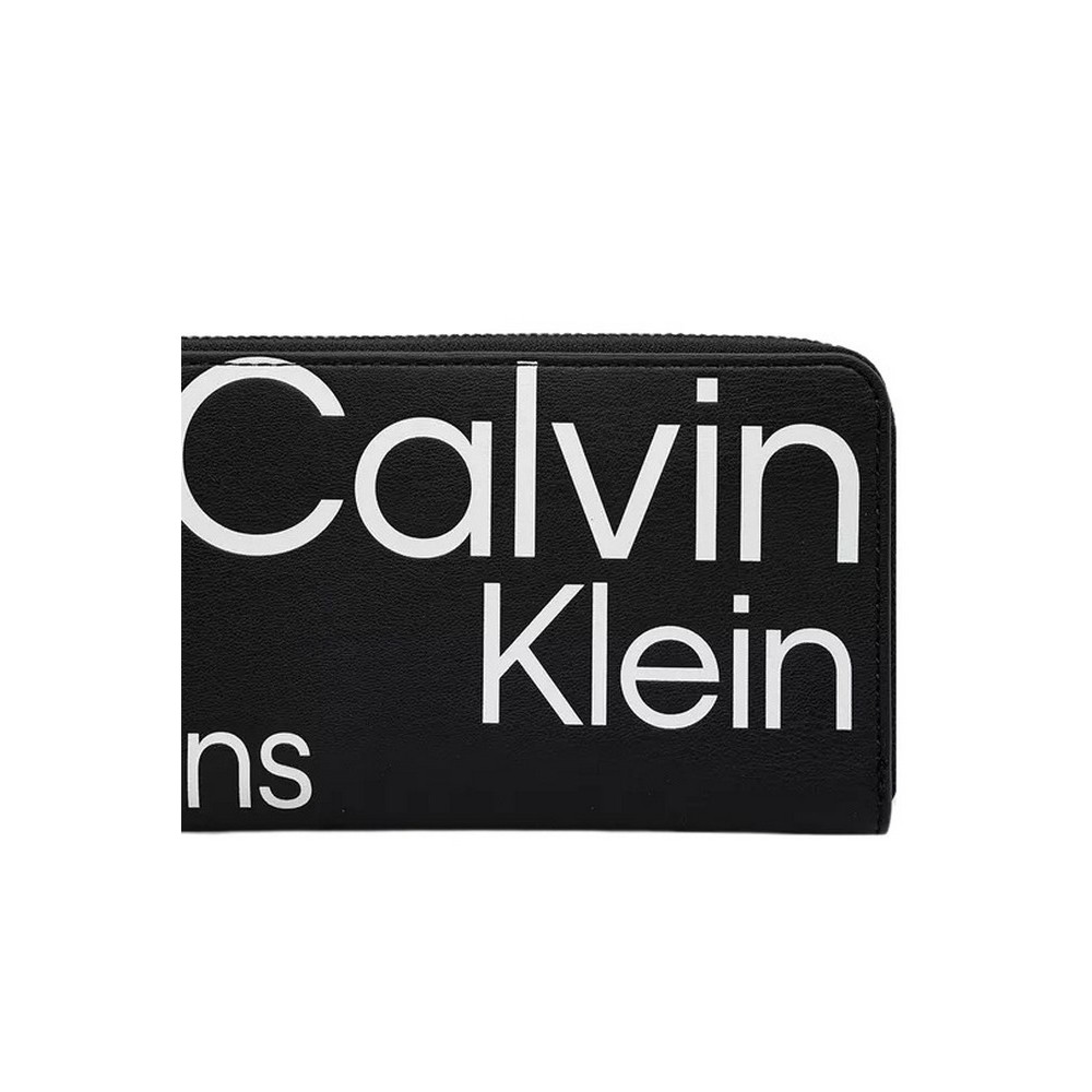 CALVIN KLEIN JEANS SLEEK ZIP AROUND AOP ΑΞΕΣΟΥΑΡ ΠΟΡΤΟΦΟΛΙ BLACK