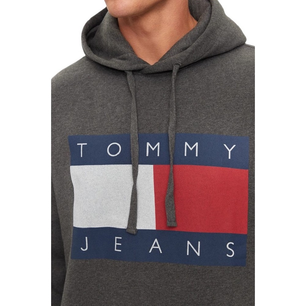 TOMMY JEANS RLX MELANGE FLAG HOODIE ΜΠΛΟΥΖΑ ΦΟΥΤΕΡ ΑΝΔΡΙΚΗ NEW CHARCOAL