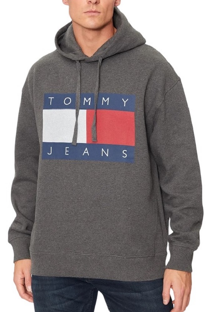 TOMMY JEANS RLX MELANGE FLAG HOODIE ΜΠΛΟΥΖΑ ΦΟΥΤΕΡ ΑΝΔΡΙΚΗ NEW CHARCOAL