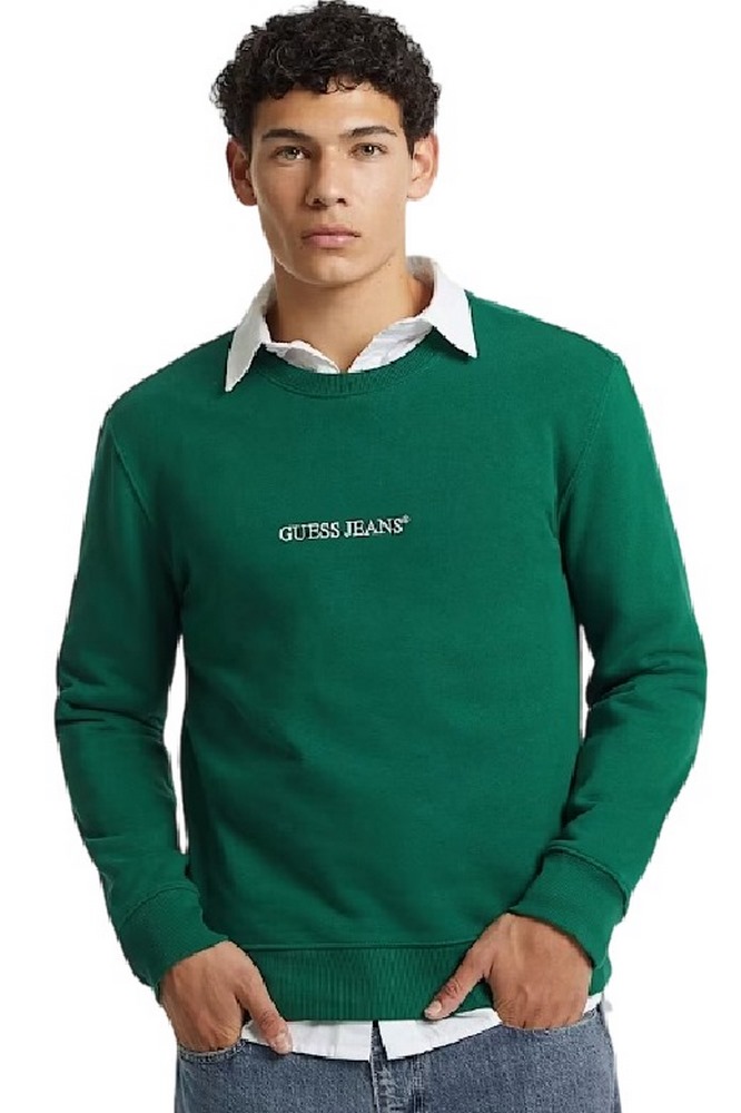 GUESS JEANS LS CN GUESS J EMB ΜΠΛΟΥΖΑ ΠΛΕΚΤΗ ΑΝΔΡΙΚΗ GREEN