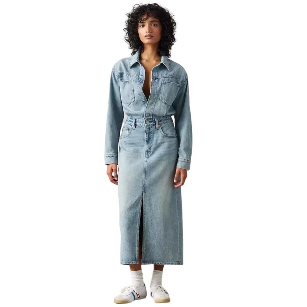 LEVIS WESTERN DENIM MIDI DRESS 0002Q0000 ΦΟΡΕΜΑ ΓΥΝΑΙΚΕΙΟ BLUΕ DENIM