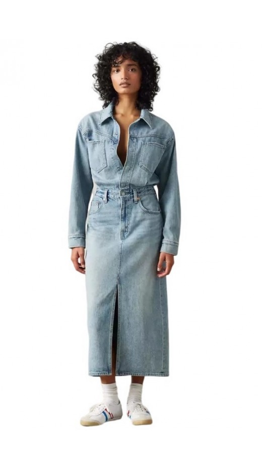 LEVI'S WESTERN DENIM MIDI DRESS 0002Q0000 ΦΟΡΕΜΑ ΓΥΝΑΙΚΕΙΟ BLUΕ DENIM