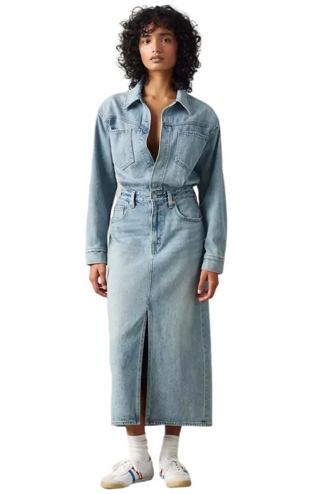 LEVIS WESTERN DENIM MIDI DRESS 0002Q0000 ΦΟΡΕΜΑ ΓΥΝΑΙΚΕΙΟ BLUΕ DENIM