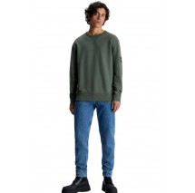 CALVIN KLEIN JEANS BADGE CREW NECK ΜΠΛΟΥΖΑ ΦΟΥΤΕΡ ΑΝΔΡΙΚΗ KHAKI