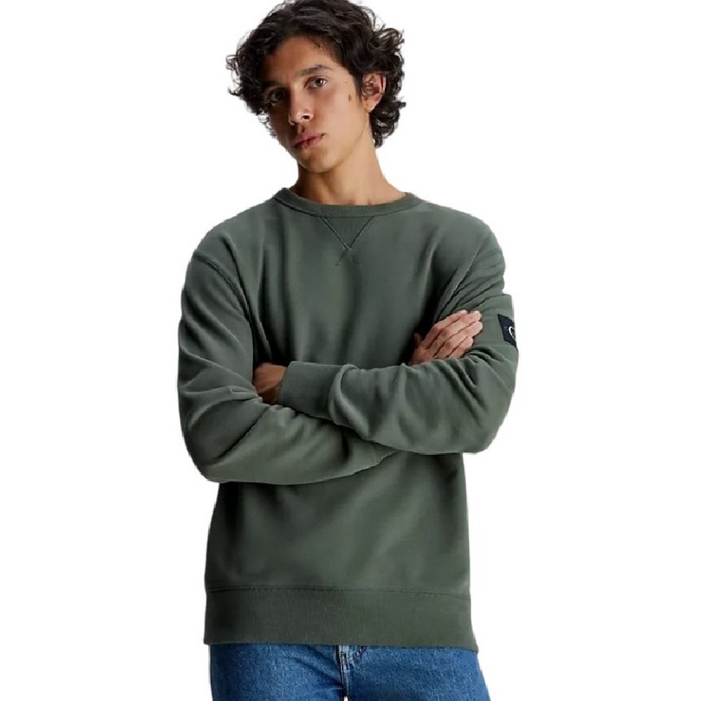 CALVIN KLEIN JEANS BADGE CREW NECK ΜΠΛΟΥΖΑ ΦΟΥΤΕΡ ΑΝΔΡΙΚΗ KHAKI