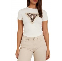 GUESS CN TRIANGLE LEO TEE T-SHIRT ΜΠΛΟΥΖΑ ΓΥΝΑΙΚΕΙΑ ECRU