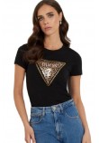 GUESS CN TRIANGLE LEO TEE T-SHIRT ΜΠΛΟΥΖΑ ΓΥΝΑΙΚΕΙΑ BLACK