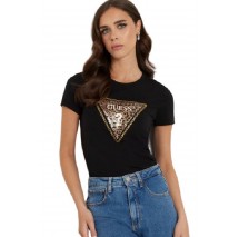 GUESS CN TRIANGLE LEO TEE T-SHIRT ΜΠΛΟΥΖΑ ΓΥΝΑΙΚΕΙΑ BLACK