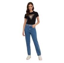 GUESS CN TRIANGLE LEO TEE T-SHIRT ΜΠΛΟΥΖΑ ΓΥΝΑΙΚΕΙΑ BLACK